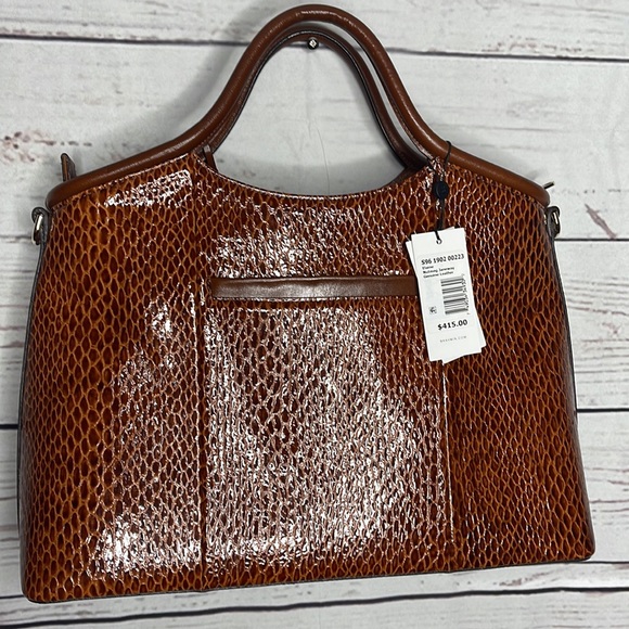 NWT Brahmin Elaine Satchel Bag in Nutmeg Janeway! - Picture 7 of 12